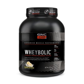 GNC AMP Wheybolic Clinically Proven Protein Powder, 40g Whey Protein, BCAA, Leucine, Increases Muscle Strength, Muscle Building, 3rd Party Tested, Gluten Free, Banana Milkshake, 25 Servings