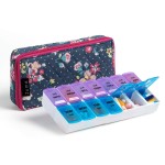 Weekly Pill Organizer 2 Times a Day, Zumd Pill Box 7 Day with Cute Quilted Fabric Zipper Case, Travel Pill Case Am Pm for Vitamin Medicine Organizer