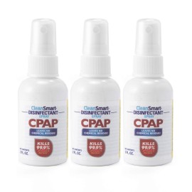 CleanSmart CPAP Disinfectant Spray To Go, Kills 99.9% of Bacteria and Viruses on CPAP Equipment, No Residue, 2 oz (Pack of 3)