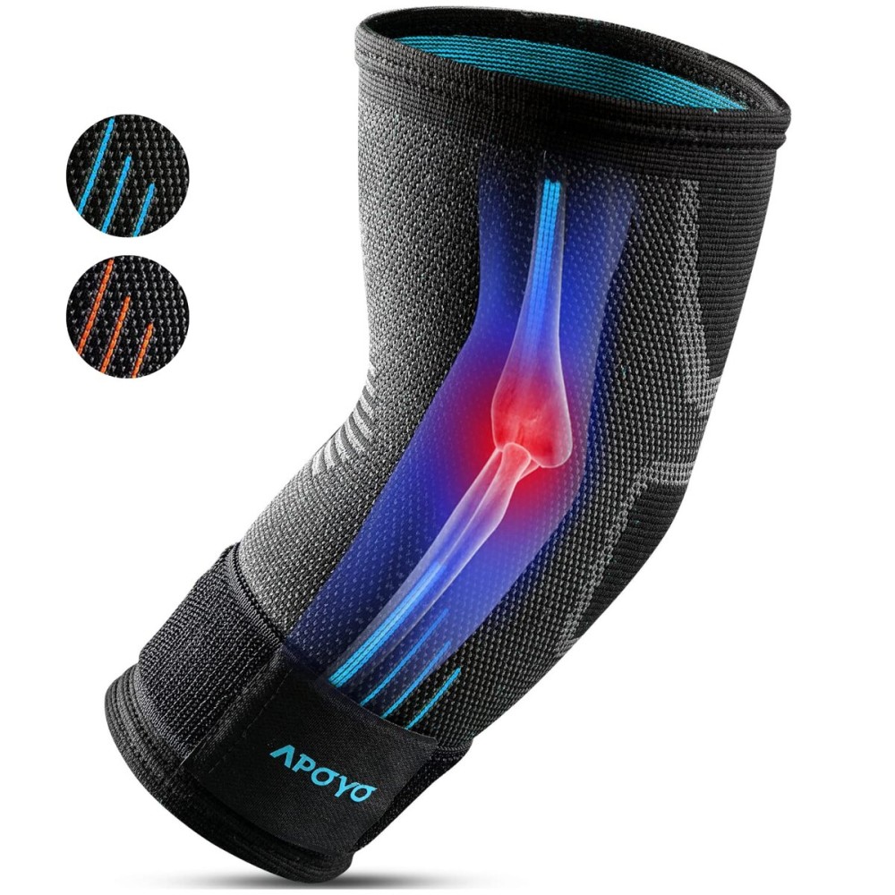 APOYO Elbow Brace for Tendonitis and Tennis Elbow, Compression Sleeve for Arthritis, Workouts, Reduce Joint Pain During Fitness Activity (Small)