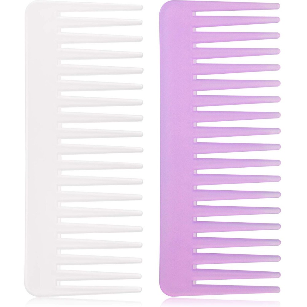 Large Hair Detangling Comb Wide Tooth Comb for Curly Hair Wet Dry Hair, No Handle Detangler Comb Styling Shampoo Comb (Purple, White)