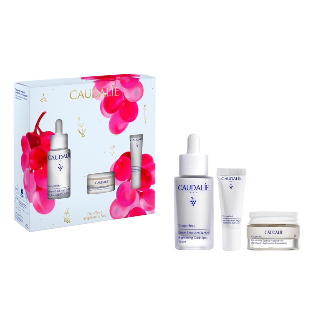 Caudalie Dark Spot Brightening Skin Care Holiday Gift Set - Vinoperfect Brightening Dark Spot Serum Full Size + 2 Free Travel-Size Products ($120 Value)