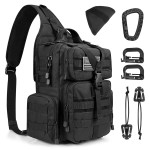G4Free Large Tactical EDC Sling Bag Backpack, Military Molle Bag Single Strap Shoulder Backpack for Men (Black)