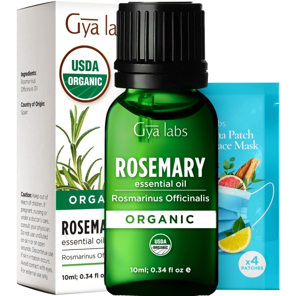 Gya Labs Organic Rosemary Essential Oil - 0.34 Fl Oz - for Skin, Hair, Diffuser, Aromatherapy, DIY Candle Making Scents