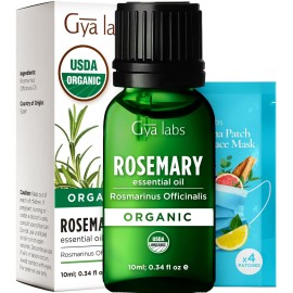 Gya Labs Organic Rosemary Essential Oil - 0.34 Fl Oz - for Skin, Hair, Diffuser, Aromatherapy, DIY Candle Making Scents