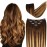 14 Clip in Hair Extensions Balayage Human Hair for Women - 4pieces Silky Straight Chocolate Brown to Honey Blonde Highlight Brown Ombre Hair 50grams (4T27) P4 Color
