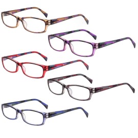 Henotin 5-Pack Reading Glasses Blue Light Blocking Anti Eyestrain Computer Reading Glasses for Women and Men Readers (5 Pairs Mix Color, 1.00)