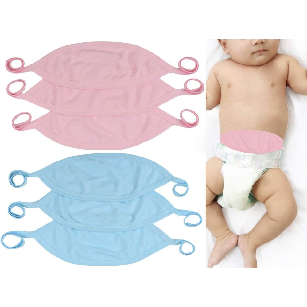 ToBeInStyle Babies\' 6-Pack Comfortable Newborn Baby Belly Binder Umbilical Cord Band - Pink/Blue - One Size