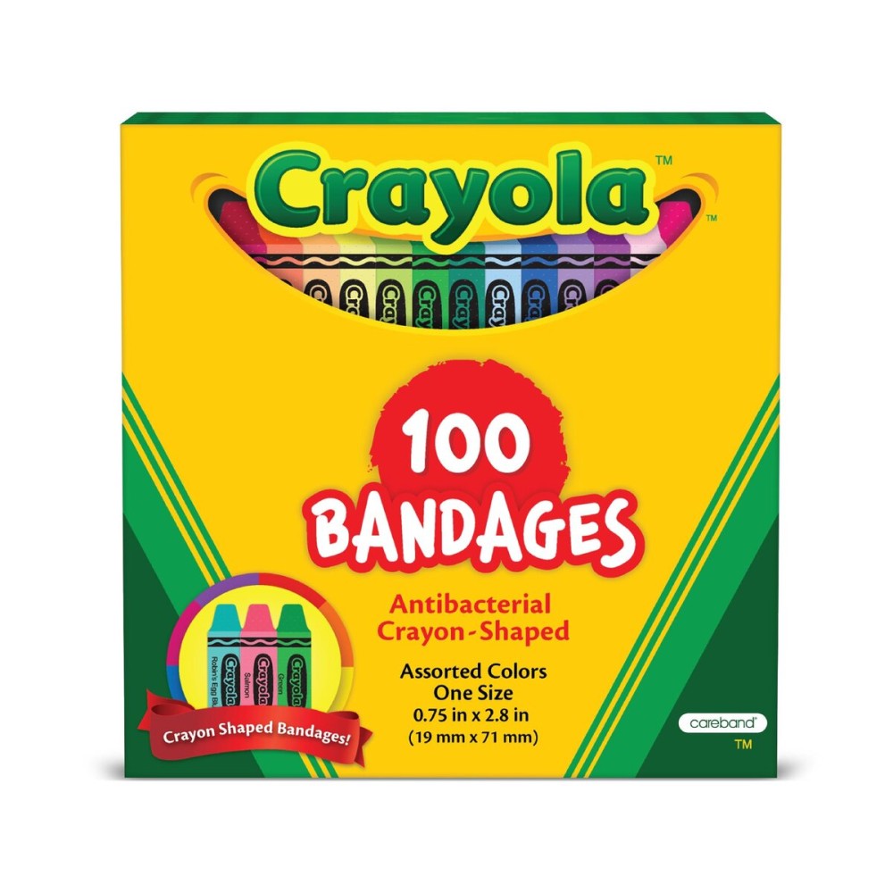Crayola Shaped Kids Bandages, 100 CT | Great for Birthdays, Party Supplies, Stickers, Stocking Stuffer or White Elephant Gift | Adhesive Bandages for Minor Cuts, Scrapes, & Burns