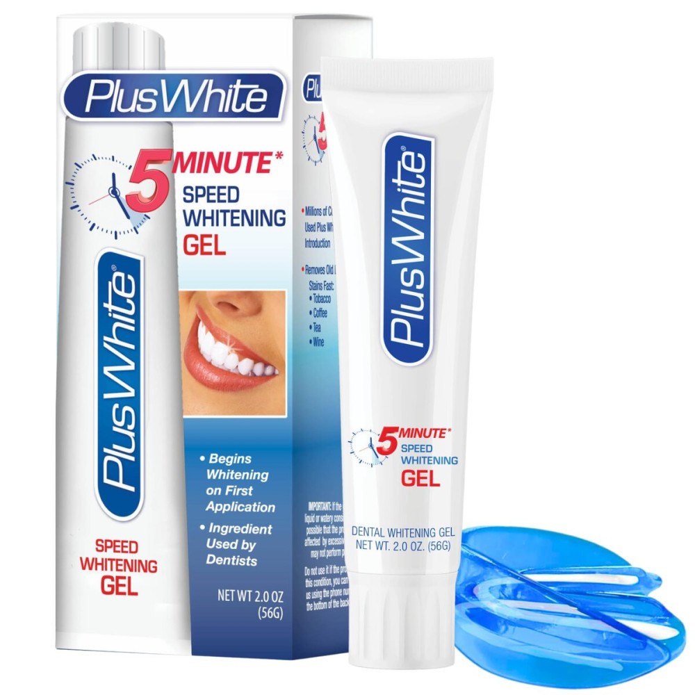 Plus White Whitening Kit - 5 Minute Speed Whitening Gel & Comfort Fit Mouth Tray - Professional Teeth Whitening Kit w/Dentist Approved Ingredient for Tooth Whitening (2 oz)