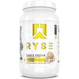 RYSE Loaded Protein Powder - Vanilla Peanut Butter - 25g Whey Protein Isolate & Concentrate with Prebiotic Fiber & MCTs - Low Carb, Low Sugar, Digestive-Friendly - 27 Servings / 2 lb Tub