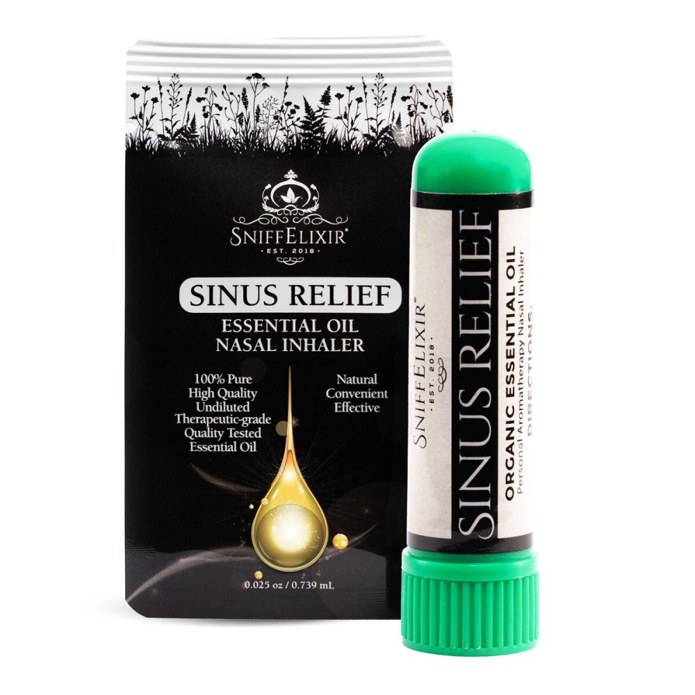 SniffElixir Nasal Inhaler for Sinus Relief, Made with Organic Essential Oils - Aromatherapy Stick with Peppermint & Tea Tree for Stuffy Nose & Congestion