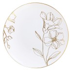 [6\'\' Plates 10 Count] White Plastic Floral Design Party Plates With Gold Rim Premium heavyweight Elegant Disposable Tableware Dishes