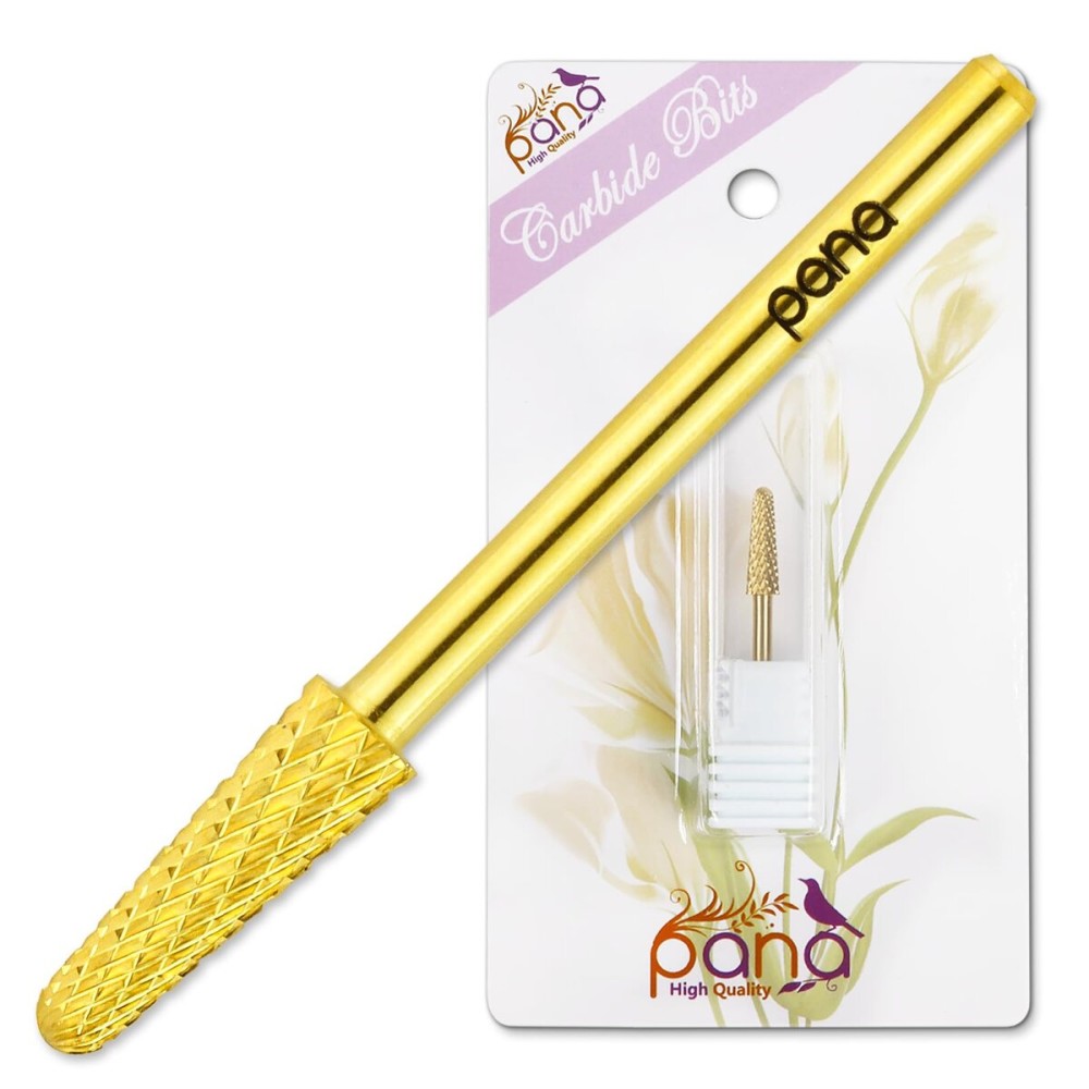 USA PANA Professional 3/32 Shank Size - Cone Shape Carbide Bit - Nail Drill Bit for Manicure Pedicure Tools Dremel Machine - Gold, Silver (Coarse, Gold)