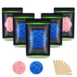 Auperwel Wax Beads for Hair Removal 1.1 lb (17.6 oz), Hard Wax Waxing Beads Kit for Sensitive Skin Brazilian, Face, Bikini, Eyebrow, Legs, Painless for Women Men, 5 packs with 10 Sticks