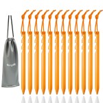 Aluminum Alloy Tent Stakes Pegs, 12-Pack Aluminum Ground Pegs with Reflective Pull Ropes, Lightweight Metal Stakes Pegs for Camping Tents Hammocks (Orange)