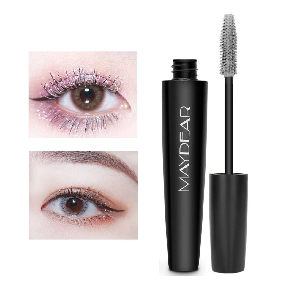Maydear Silver Colored Mascara - Waterproof, Long Lasting, Smudge-Proof, Fast-Drying Lengthening Mascara for Party & Stage Make