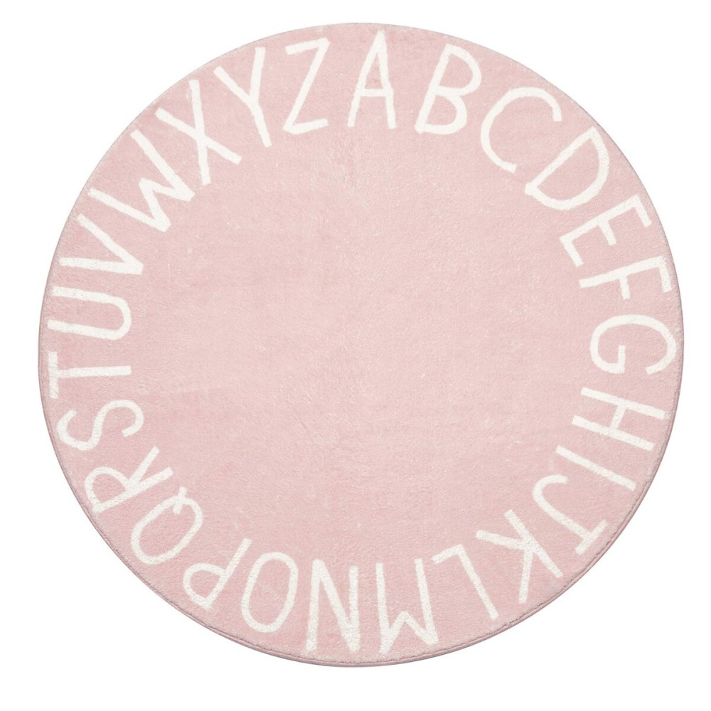 Topotdor Round Kids Play Rug Alphabet Nursery Area Rug Extra Large Soft Crawling Play Mat for Children Toddlers Bedroom (40 inch, Pink)