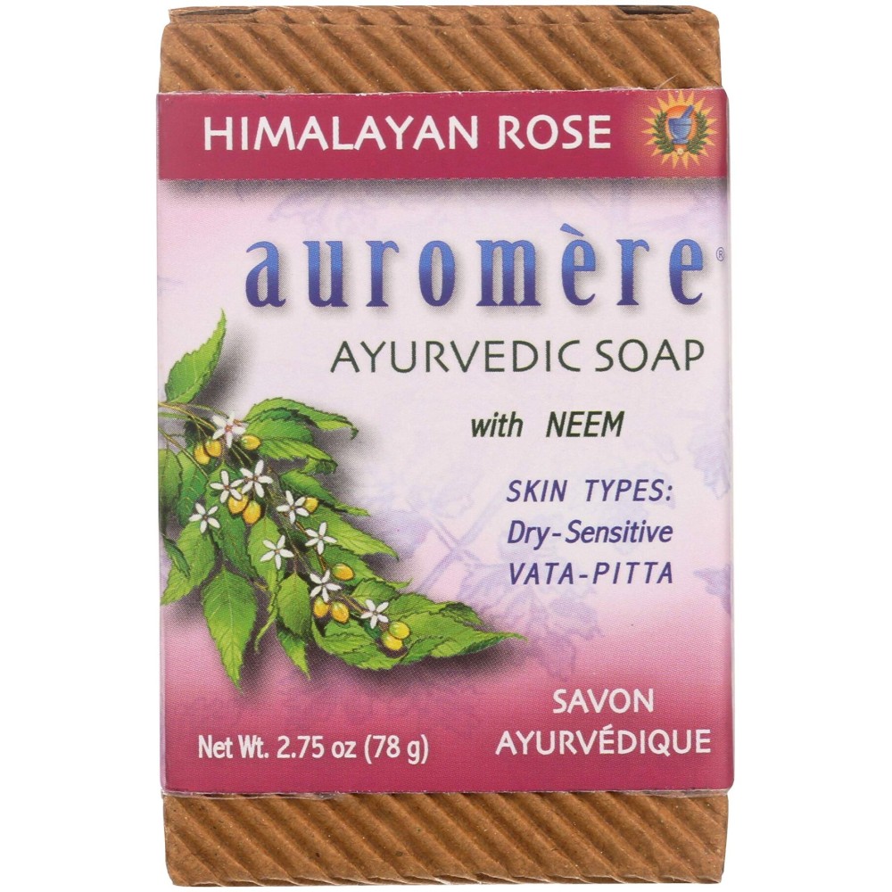 Auromere Ayurvedic Bar Soap, Himalayan Rose - Eco Friendly, Handmade, Vegan, Cruelty Free, Natural, Non GMO (2.75 oz), 4 pack