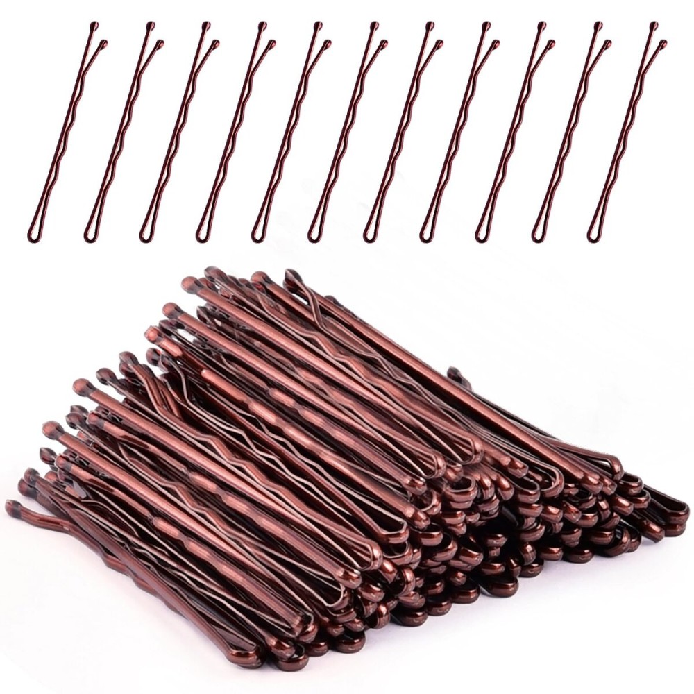 MORGLES 2 Inches Brown Bobby Pins Bulk, 120PCS Brown Hair Pins with Box for Women Girls