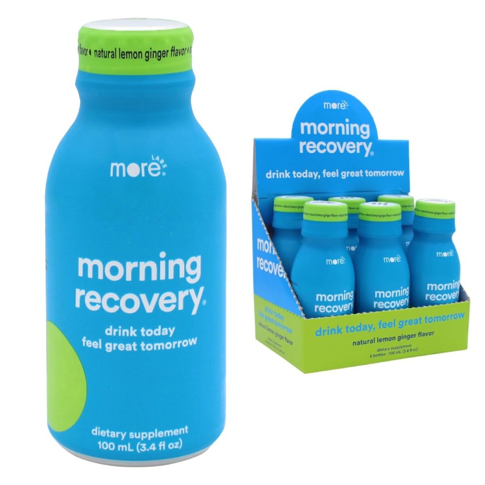 Morning Recovery Electrolyte, Milk Thistle Drink Proprietary Formulation to Hydrate While Drinking, Highly Soluble Liquid DHM, Non GMO, Vegan, Gluten-Free, Lemon Ginger, Pack of 6