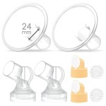 Maymom Pump Parts 2X Detachable Breastshield (24mm) with Valve Membrane and Maymom Connector,Compatible with Medela Breast Pump Parts
