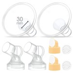 Maymom Brand 2X Two-Piece Small Breastshield with Valve, membranes and Maymom Connector,Compatible with Medela Breast Pumps Top Hole Version. (30 mm) Detachable Clear