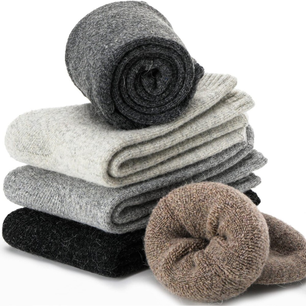 ANTSANG Womens Wool Hiking Socks Winter Warm Thick Boot Cozy Thermal Crew Ladies Work Socks 5 Pairs(Mix Color E)