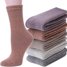 ANTSANG Womens Wool Hiking Socks Winter Warm Thick Boot Cozy Thermal Crew Ladies Work Socks 5 Pairs(Mix Color F)