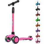 Allek Kick Scooter B03, Lean \'N Glide 3-Wheeled Push Scooter with Extra Wide PU Light-Up Wheels, Any Height Adjustable Handlebar and Strong Thick Deck for Children from 3-12yrs (Rose Pink)