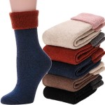 ANTSANG Womens Wool Hiking Socks Winter Warm Thick Boot Cozy Thermal Crew Ladies Work Socks 5 Pairs(Mix Color H)