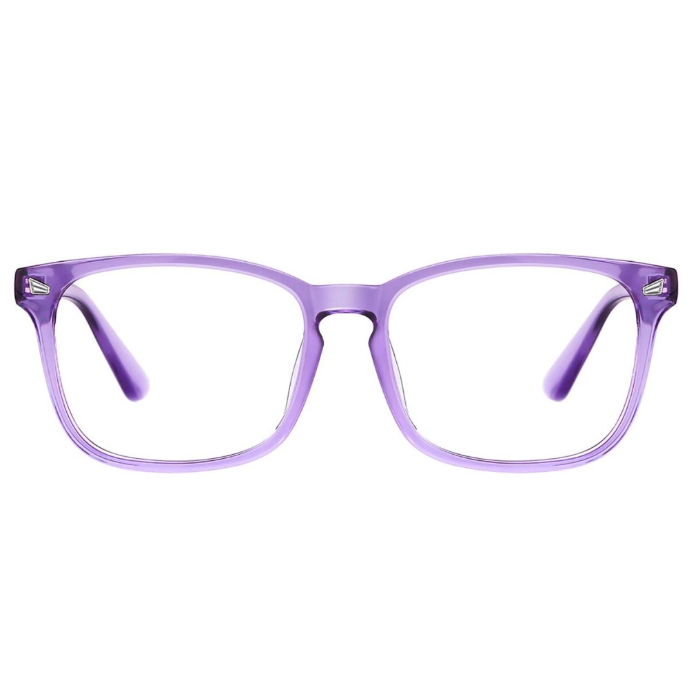 TIJN Blue Light Blocking Glasses for Women Men Clear Frame Square Nerd Eyeglasses Anti Blue Ray Computer Screen Glasses (Purple)