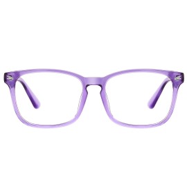 TIJN Blue Light Blocking Glasses for Women Men Clear Frame Square Nerd Eyeglasses Anti Blue Ray Computer Screen Glasses (Purple)