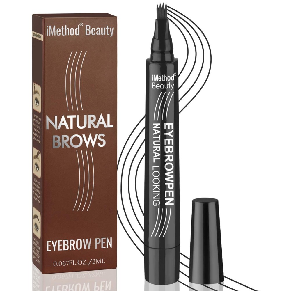 Eyebrow Pen - iMethod Upgrade Eyebrow TattooPen, Eyebrow Makeup, Long Lasting, Waterproof and Smudge-proof, Black