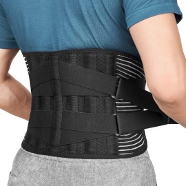 FREETOO Back Braces for Lower Back Pain Relief with 6 Stays, Breathable Back Support Belt for Men/Women for work , Anti-skid lumbar support belt with 16-hole Mesh for sciatica(S)