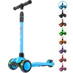 Allek Kick Scooter B03, Lean \'N Glide 3-Wheeled Push Scooter with Extra Wide PU Light-Up Wheels, Any Height Adjustable Handlebar and Strong Thick Deck for Children from 3-12yrs (Aqua Blue)