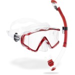 Cressi Pano 3 & Supernova Dry Mask & Snorkel Kits, Clear/Red