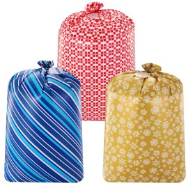 JOYIN 3 Extra Large Christmas Bags 56x36 with Gift Tags for Xmas Holiday Parties Gift Giving, Winter Family Gatherings, Office Parties, Heavy Duty Bag