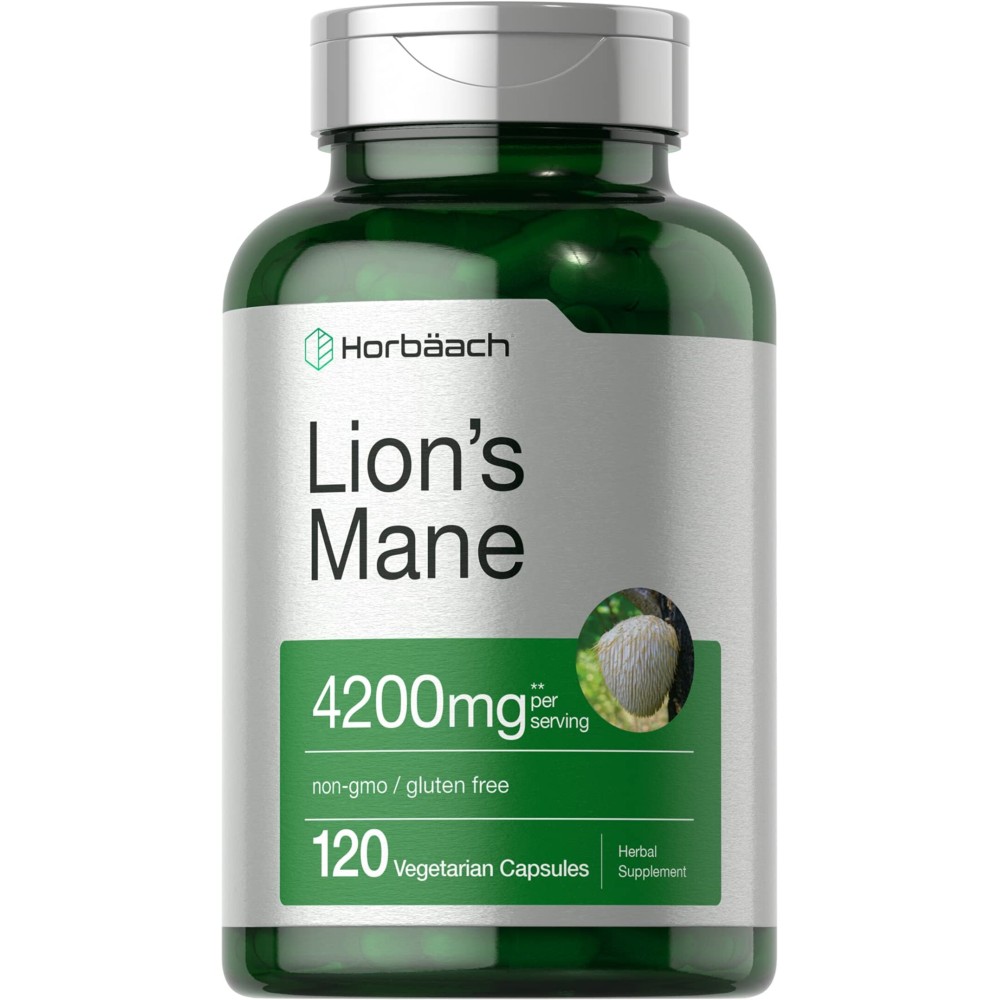 Horbach Lions Mane Mushroom Extract | 4200mg | 120 Capsules | Vegetarian, Non-GMO, Gluten Free Supplement