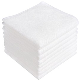 AIDEA Microfiber Cleaning Cloth White, 8PK, Absorbent Lint Free Rags, Scratch Free, Streak Free Microfiber Towels, Dish Towels White, 11.5in.x11.5in.