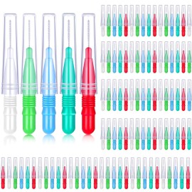 BBTO 100 Pcs Braces Dental Brush Flosser for Cleaner Interdental Brush Toothpick Tooth Flossing Head Oral Dental Toothpick Cleaners Cleaning Tool(Red White Green Light Green, Light Blue)