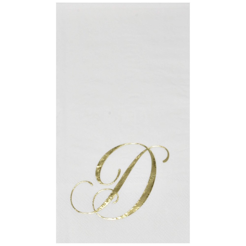 Gift Boutique 100 Gold Monogram Guest Napkins Letter D Disposable Paper Pack Elegant Metallic Golden Foil Dinner Hand Napkin for Bathroom Powder Room Wedding Holiday Baby Shower Decorative Towels