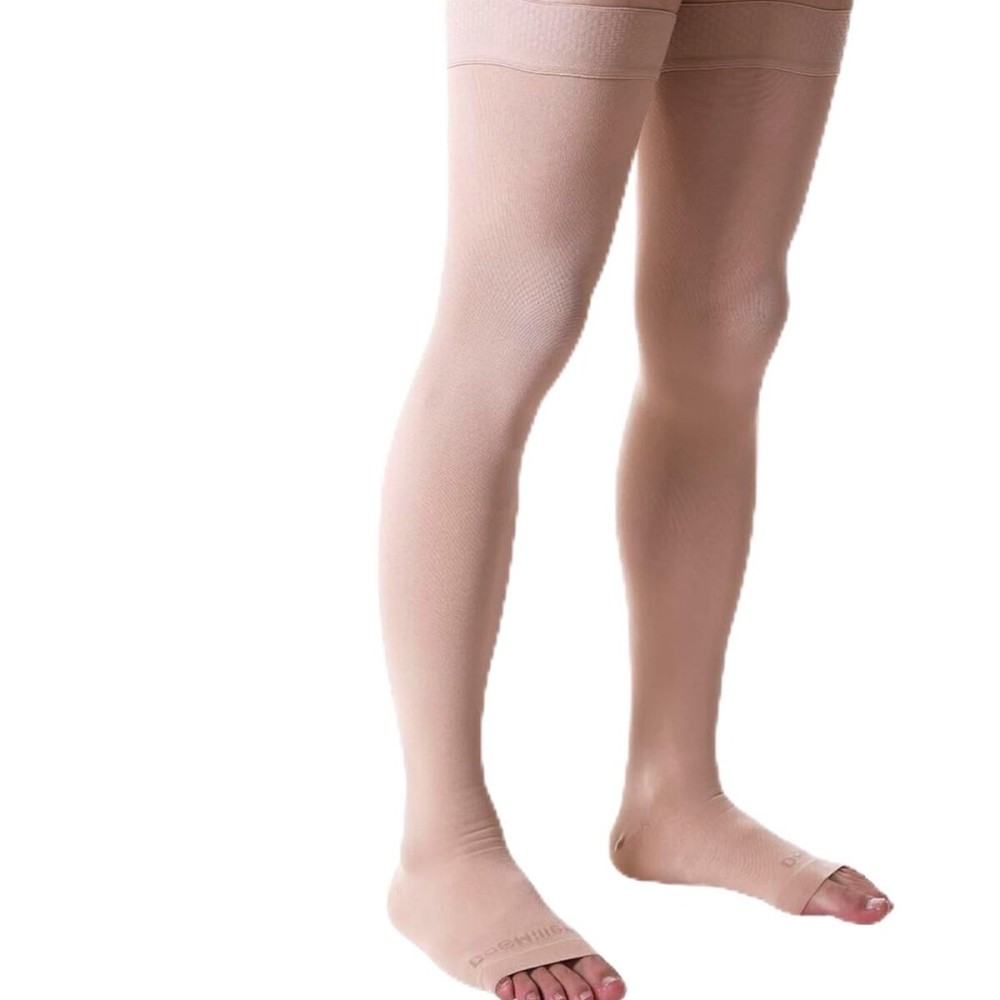 Doc Miller Thigh High Compression Socks - Open Toe, 20-30mmHg for Varicose Veins, Calf, Leg & Ankle Support, Pregnancy & Maternity Stockings, Small to Plus Size