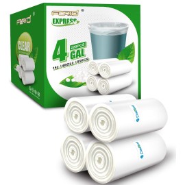 FORID Clear Small Trash Bags, 4 Gallon Garbage Bags, Wastebasket Bin Liners 220 Count Plastic Trash Bags for Bathroom Bedroom Office Garbage Can 15 Liters - Durable & Thick Trash Bag