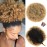 rosmile Afro Puff Drawstring Ponytail Extension for Black Women, Premium Ombre Brown T1B/27 80gram Short Synthetic Afro Puff Ponytail for Natural Hair, Clip On Kinky Drawstring Curly Ponytail Bun