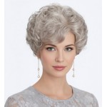 SEVENCOLORS Short Grey Curly Wigs for White Women Natural Wavy Gray Grandma Wig Halloween Costume Synthetic Hair Wigs for Old Lady
