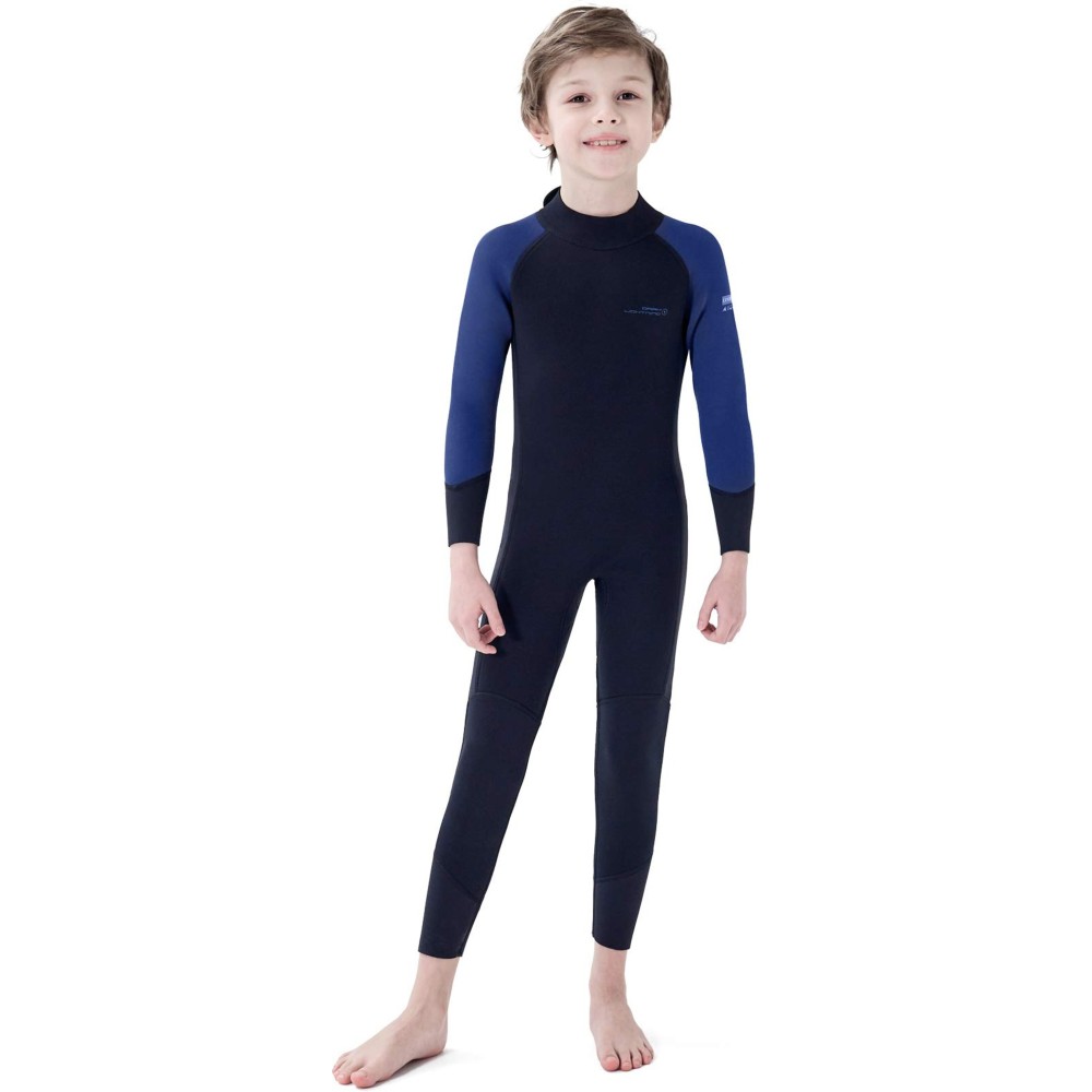 Dark Lightning 3/2mm Kids Wetsuit for Boys and Girls, Neoprene Thermal Swimsuit, Toddler/Junior/Youth One Piece Wet Suits for Scuba Diving,Blue/Size 4