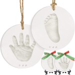 Baby Hand and Footprint Kit Girls, Boys - Personalized Babys First Christmas Ornament Kit, Newborn Christmas Gifts for New Mom, Cute Shower Gifts, Easy to Use Handprint Ornaments (Glaze Finish)