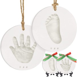 Baby Hand and Footprint Kit Girls, Boys - Personalized Babys First Christmas Ornament Kit, Newborn Christmas Gifts for New Mom, Cute Shower Gifts, Easy to Use Handprint Ornaments (Glaze Finish)
