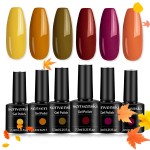 senvenski Fall Gel Nail Polish Kit - UV/LED Nail Art Set with Yellow Orange Olive Red Burgundy Rose Peach Coral Pumpkin Colors | Manicure Gift Kit for Women, Professional Salon Home Use(CS6-030)